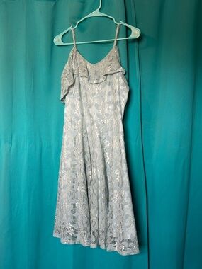 Source Unknown mint green Lace Spaghetti-Strap Ruffle Dress